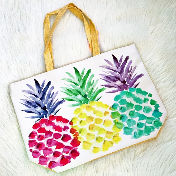 Beach Tote Bag Pineapple Theme - Picture 2 of 3